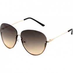 Square Semi Rimless Oceanic Lens Metal Frame Mens Womens Aviator Sunglasses - Brown Gradient - CK11HW4V017 $9.38