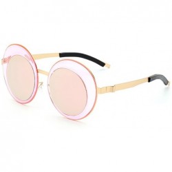 Semi-rimless new style womans Sunglasses Double ring flower shape Round sunglasses - Pink - C618806CLK3 $13.37