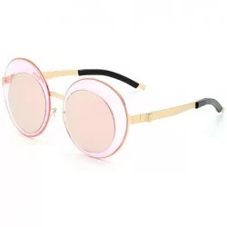 Semi-rimless new style womans Sunglasses Double ring flower shape Round sunglasses - Pink - C618806CLK3 $29.58