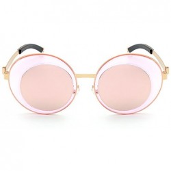 Semi-rimless new style womans Sunglasses Double ring flower shape Round sunglasses - Pink - C618806CLK3 $13.37