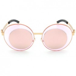 Semi-rimless new style womans Sunglasses Double ring flower shape Round sunglasses - Pink - C618806CLK3 $13.37