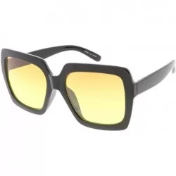 Square Heritage Modern "Lo-Rider" Thick Square Frame Sunglasses - Orange - CI18GY3QXE7 $18.39