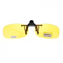 Rectangular Unisex Retro 36mm x 62mm Clip On Night Driving Yellow Lens Sunglasses Black - CS11TOO749P $9.89