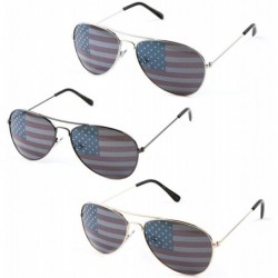 Aviator Aviator Sunglasses Colored Tinted Lens Glasses Metal UV400 Protection - American Flag 3 Pack - CR18U8ZQ3RS $28.07