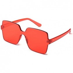 Square Frameless Integrated Sunglasses Ladies Square Ocean Glasses - Red - CP18WWMY9CD $17.22