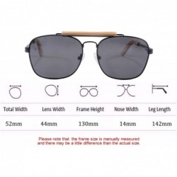 Oval Men's Polarized Glasses Metal Frame UV400 Sunglasses-SG1566 - Black&bamboo Nature - C318LR3G3GO $24.53