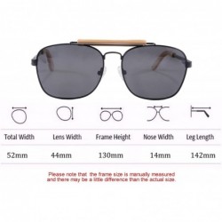 Oval Men's Polarized Glasses Metal Frame UV400 Sunglasses-SG1566 - Black&bamboo Nature - C318LR3G3GO $10.73