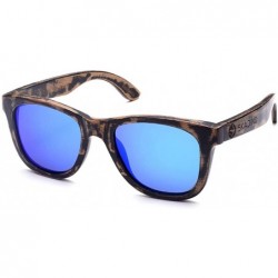 Square Bamboo Sunglasses with Polarized lenses-Handmade Wood Shades for Men&Women - A Black 2 - CQ18SDX8592 $36.10