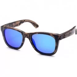 Square Bamboo Sunglasses with Polarized lenses-Handmade Wood Shades for Men&Women - A Black 2 - CQ18SDX8592 $55.59