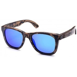 Square Bamboo Sunglasses with Polarized lenses-Handmade Wood Shades for Men&Women - A Black 2 - CQ18SDX8592 $36.10