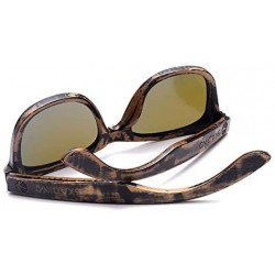 Square Bamboo Sunglasses with Polarized lenses-Handmade Wood Shades for Men&Women - A Black 2 - CQ18SDX8592 $36.10