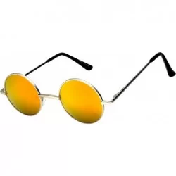 Round Round Sunglasses Red Mirrored Lens Gold Metal Frame - CM12MOOWTRN $17.26