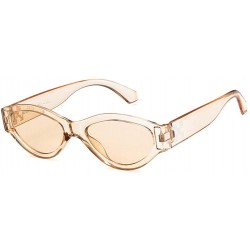 Oval Unisex Sunglasses Retro Bright Black Grey Drive Holiday Oval Non-Polarized UV400 - Champagne Brown - CE18RLX3K58 $18.15