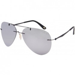 Aviator Titanium Rimless Frame Polarized Sunglasses for Men Women Aviator Classic Fashion LS3025 - Silver - CR185UD4ZTS $31.20