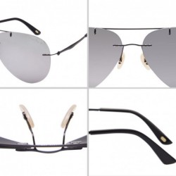 Aviator Titanium Rimless Frame Polarized Sunglasses for Men Women Aviator Classic Fashion LS3025 - Silver - CR185UD4ZTS $12.65