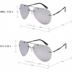 Aviator Titanium Rimless Frame Polarized Sunglasses for Men Women Aviator Classic Fashion LS3025 - Silver - CR185UD4ZTS $12.65