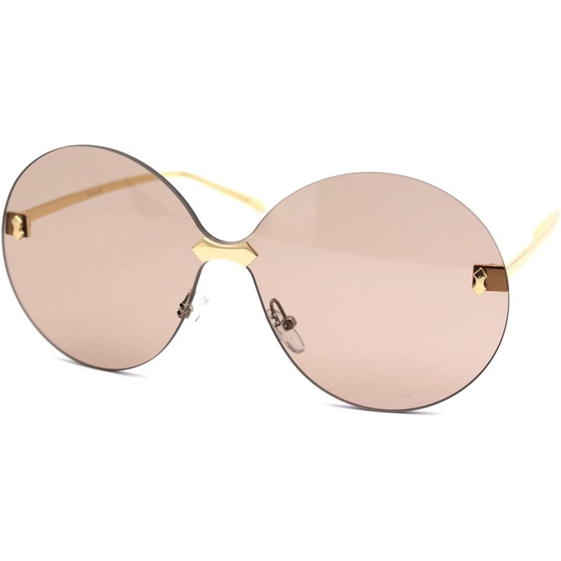 Round Womens Luxury Mod Rimless Round Chic Sunglasses - Gold Brown - CH18WAZ2DX9 $14.98