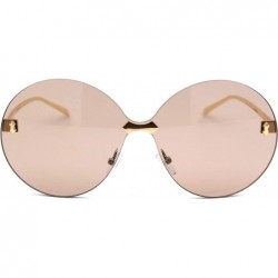 Round Womens Luxury Mod Rimless Round Chic Sunglasses - Gold Brown - CH18WAZ2DX9 $14.98
