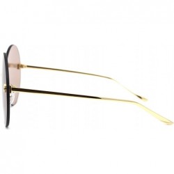 Round Womens Luxury Mod Rimless Round Chic Sunglasses - Gold Brown - CH18WAZ2DX9 $14.98