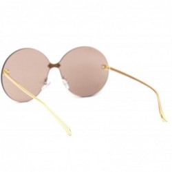 Round Womens Luxury Mod Rimless Round Chic Sunglasses - Gold Brown - CH18WAZ2DX9 $14.98