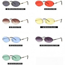 Oval 2020 fashion retro oval sunglasses trend narrow small unisex brand designer punk sunglasses 88212 - Grey - CV190DA4GTK $...