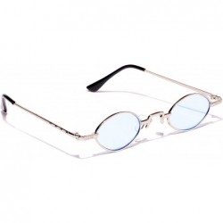 Semi-rimless Women's Vintage Small Oval Sunglasses Metal Frame - Silver - C518WIGGW8I $20.79