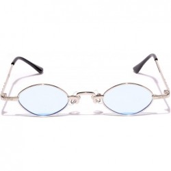 Semi-rimless Women's Vintage Small Oval Sunglasses Metal Frame - Silver - C518WIGGW8I $12.93