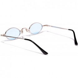 Semi-rimless Women's Vintage Small Oval Sunglasses Metal Frame - Silver - C518WIGGW8I $12.93