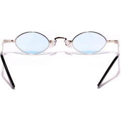 Semi-rimless Women's Vintage Small Oval Sunglasses Metal Frame - Silver - C518WIGGW8I $12.93