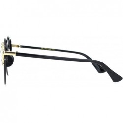 Round Womens Rhinestone Pearl Floral Jewel Rimless Round Circle Lens Sunglasses - Black Gold Smoke - CA18OQU48HZ $15.53