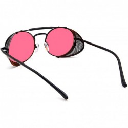 Round Women Men Round Sunglasses Retro Vintage Steampunk Style Mirror Reflective Circle lens - N5-black Frame Red Lens - C318...