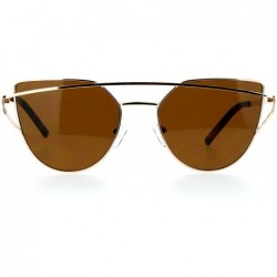 Cat Eye Unique Metal Brow Wire Womens Cat Eye Sunglasses - Gold Brown - CN12G8WBK7H $23.76