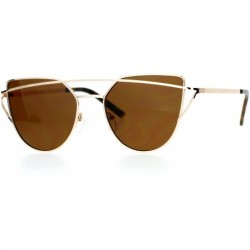 Cat Eye Unique Metal Brow Wire Womens Cat Eye Sunglasses - Gold Brown - CN12G8WBK7H $13.89