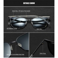 Square Polarized Sunglasses for Men UV Protection Square Alloy Frame Driving - Black Silver - C318XZWHTSO $15.56
