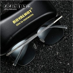 Square Polarized Sunglasses for Men UV Protection Square Alloy Frame Driving - Black Silver - C318XZWHTSO $15.56