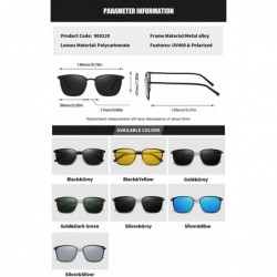 Square Polarized Sunglasses for Men UV Protection Square Alloy Frame Driving - Black Silver - C318XZWHTSO $15.56