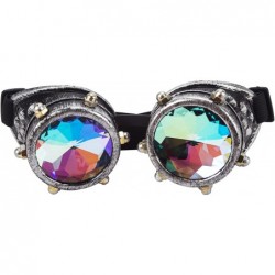Round Steampunk Goggles Festival Kaleidoscope Glasses with Rainbow Prism Lens - Red Copper - CD18SAUH6LT $9.12