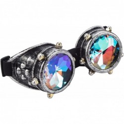 Round Steampunk Goggles Festival Kaleidoscope Glasses with Rainbow Prism Lens - Red Copper - CD18SAUH6LT $9.12