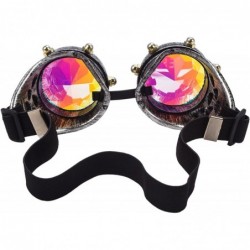 Round Steampunk Goggles Festival Kaleidoscope Glasses with Rainbow Prism Lens - Red Copper - CD18SAUH6LT $9.12