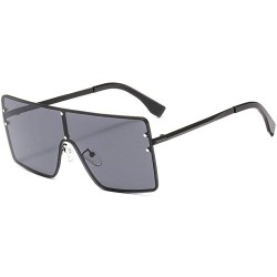 Square New trend metal one-piece sunglasses fashion retro brand designer unisex sunglasses - Black - CA18SG6QTZ9 $14.89