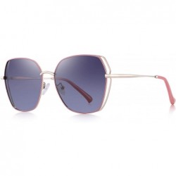 Cat Eye OLIEYET Fashion Oversized Square Sunglasses for Women Flat Mirrored Lens - Pink&gray - CI18RWLN00U $27.88
