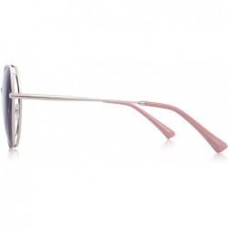 Cat Eye OLIEYET Fashion Oversized Square Sunglasses for Women Flat Mirrored Lens - Pink&gray - CI18RWLN00U $27.88