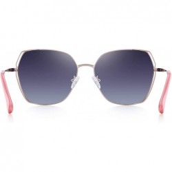 Cat Eye OLIEYET Fashion Oversized Square Sunglasses for Women Flat Mirrored Lens - Pink&gray - CI18RWLN00U $27.88