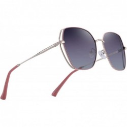 Cat Eye OLIEYET Fashion Oversized Square Sunglasses for Women Flat Mirrored Lens - Pink&gray - CI18RWLN00U $27.88