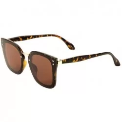 Cat Eye Flat Stud Lens Metal Bridge Cat Eye Sunglasses - Brown Demi - CC197A4QIX6 $14.23
