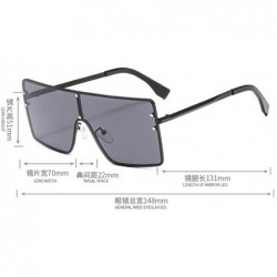Square New trend metal one-piece sunglasses fashion retro brand designer unisex sunglasses - Black - CA18SG6QTZ9 $14.89