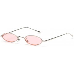 Oval Vintage Oval Sunglasses Small Metal Frame Fashion Candy Colors Women Sun Glasses - Pink - CG18CEM75WM $23.27