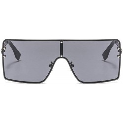 Square New trend metal one-piece sunglasses fashion retro brand designer unisex sunglasses - Black - CA18SG6QTZ9 $14.89