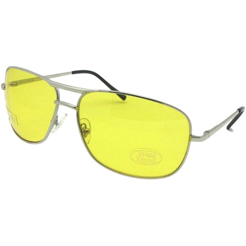 Aviator Modified Aviator Yellow Lens Sunglasses Y8 - Silver Frame-yellow Lenses - CM189K2LQIK $7.86