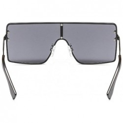 Square New trend metal one-piece sunglasses fashion retro brand designer unisex sunglasses - Black - CA18SG6QTZ9 $14.89